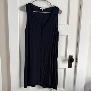 Navy Madewell Sleeveless Button-Down Dress
